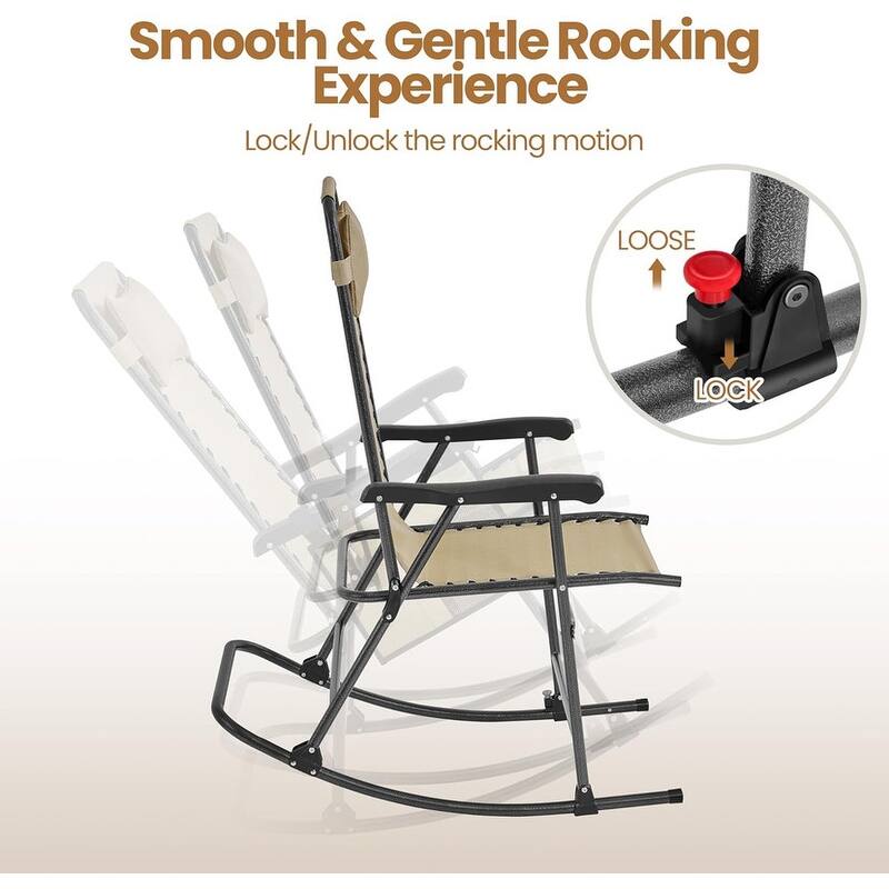 Rocking Chairs Foldable Outdoor Lounge Chair for Outside - 40.2"D x 25.8"W x 40.6"H