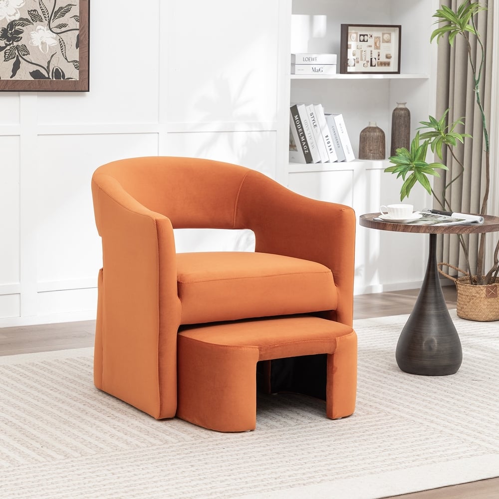 SEYNAR Modern Glam Velvet Accent Armchair Open Back with Ottoman