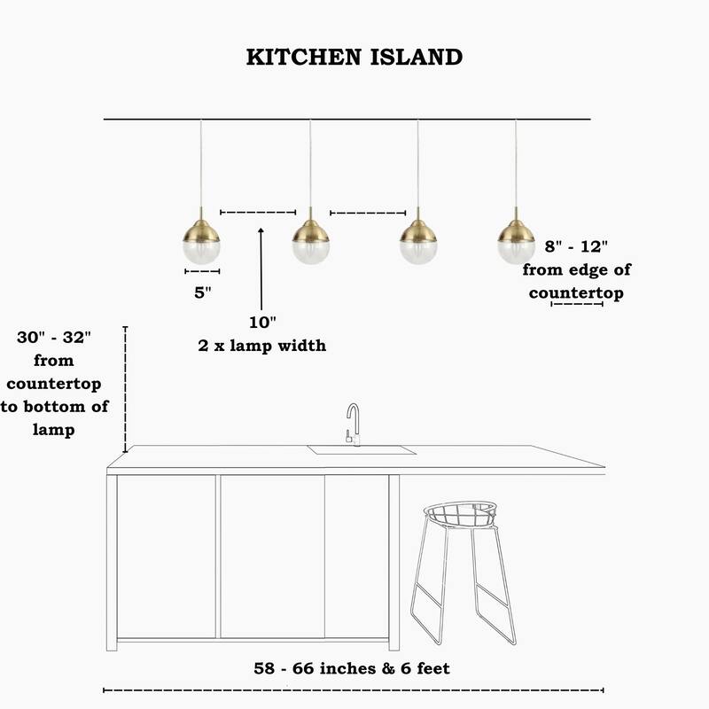 Modern Gold 1-Light Glass Globe Pendant Lights Kitchen Island Lights for Dining Room - 6" D x 9" H