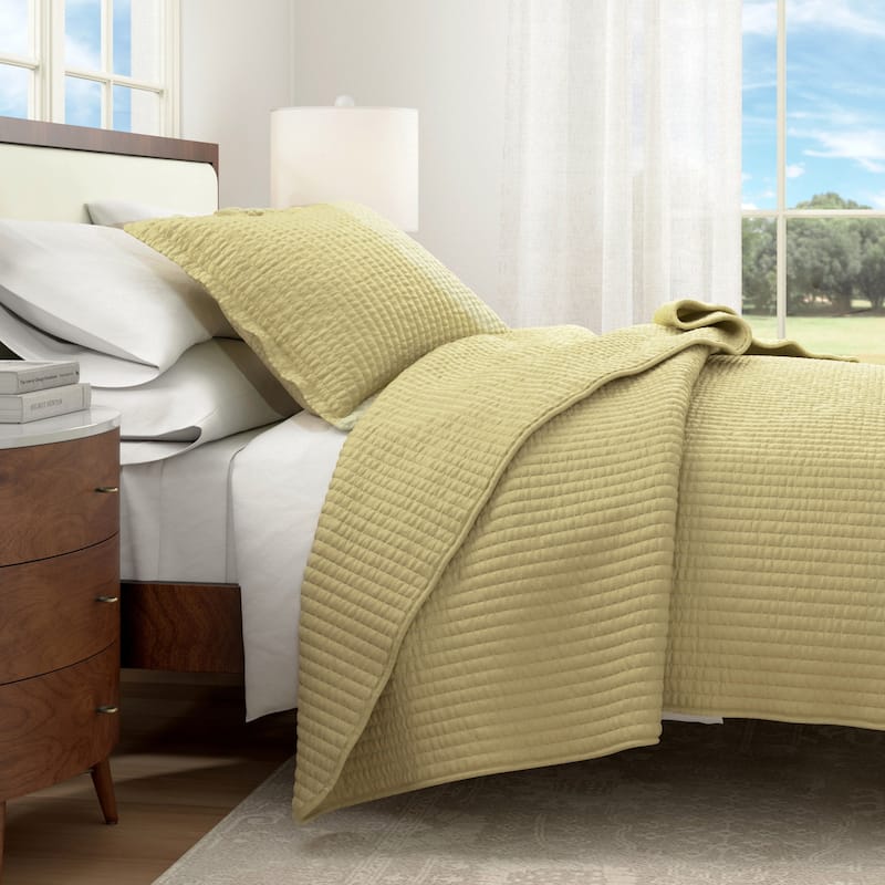Linery & Co. Detailed Channel Stitch Microfiber Quilt Set With Shams.