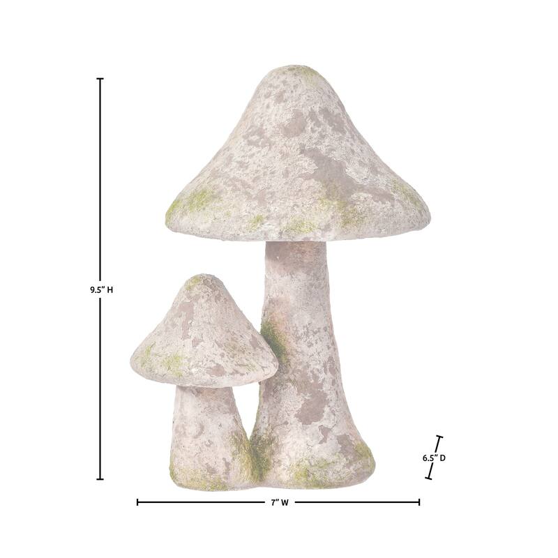 9.5" Resin Mossed Double Mushroom