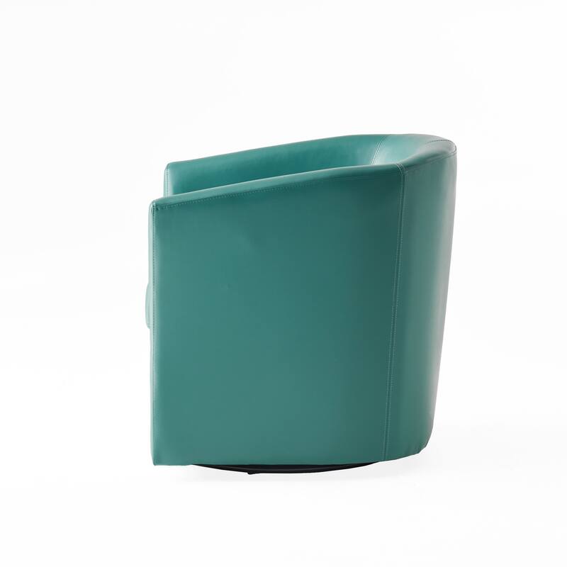 Roomfitters Modern Swivel Club Chair, Faux Leather Accent Armchair with Curved Back and Cushioned Seat for Living Spaces