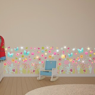 Walplus Colorful Butterfly Flower Skirting Wall Sticker with Swarovski Crystals Nursery Decor