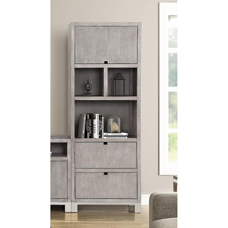Bridgevine Home Pacific Heights 78 inch Bookcase, No Assembly Required, Melbourne Grey Finish