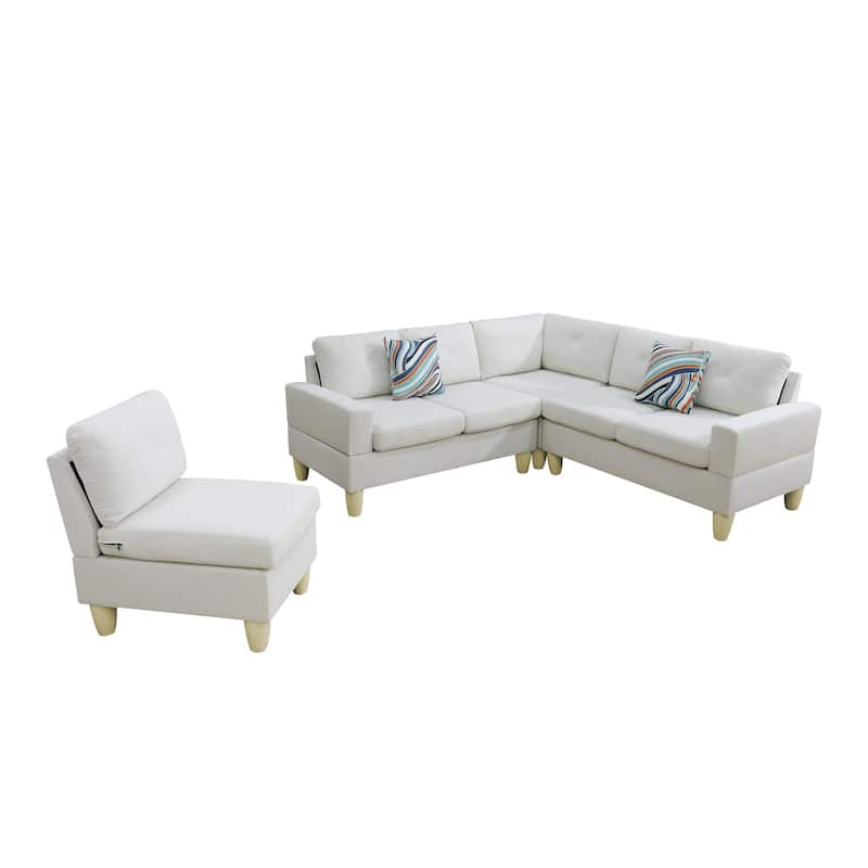 Beige Massa Flannel 4-Piece Couch Living Room Sofa Set