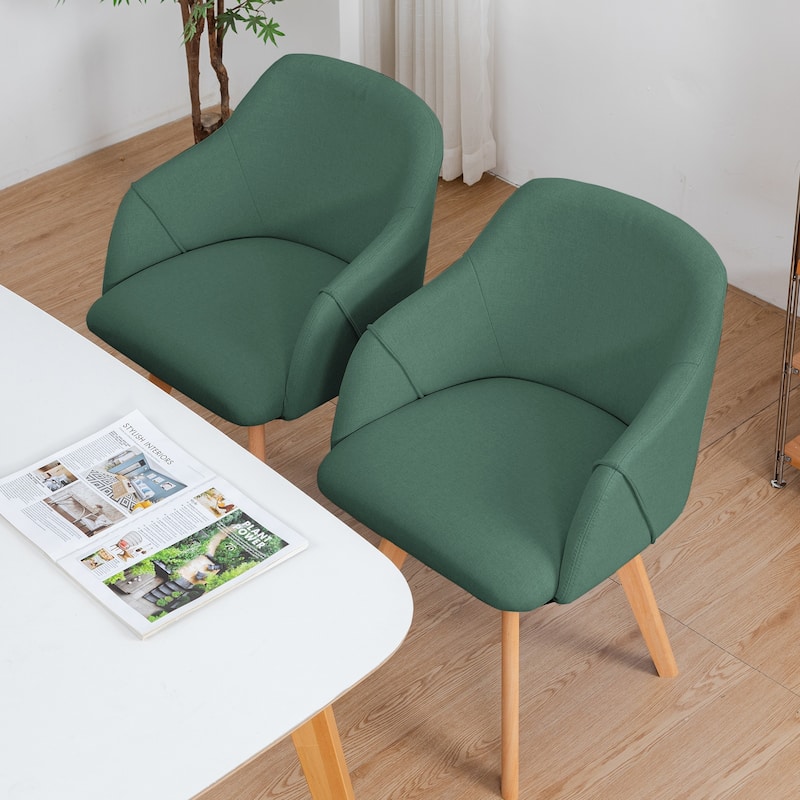 Upholstered Swivel Dining Chairs Set of 2 with Solid Wood Legs - 33.1" H x 21.5" W x 22.5" D