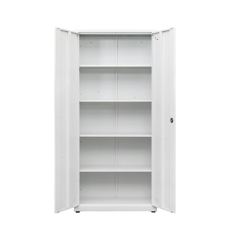 Rust-Proof Home OfficeTall File Cabinet, Lockable Storage Cabinet with Magnetic Doors & 4 Adjustable Shelves