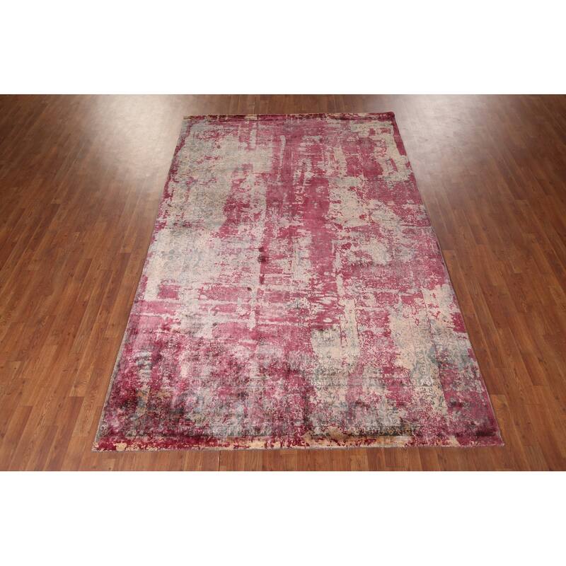 Contemporary Abstract Indian Area Rug Handmade Wool Carpet - 6'6"x 9'9"
