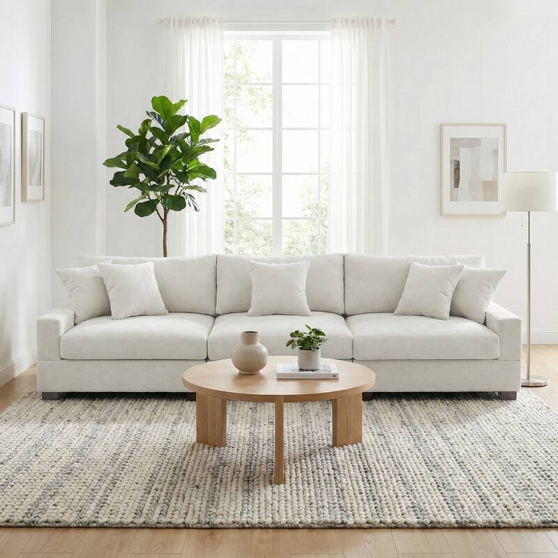 Oversized Chenille Modular Sectional Sofa With Deep Seat