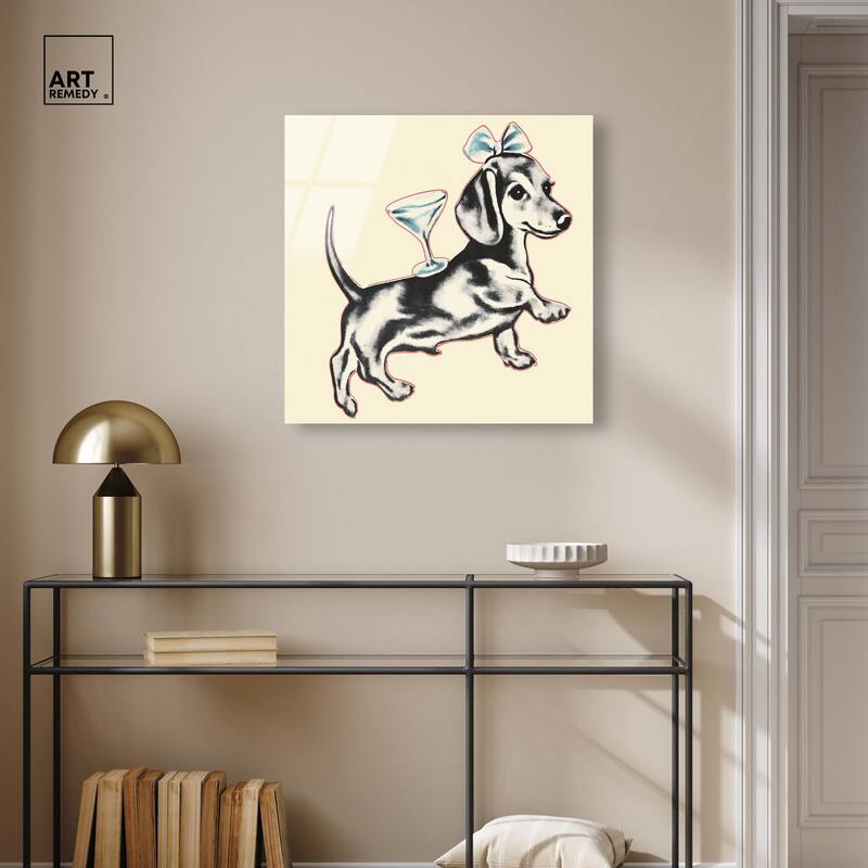 Martini Pup II Acrylic by Art Remedy, Ready to Hang