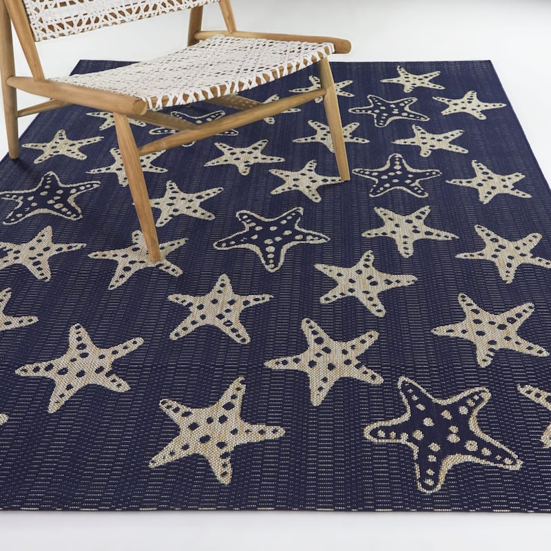 Delmira Coastal Starfish Area Rug - 7'10" x 10' - Navy Blue