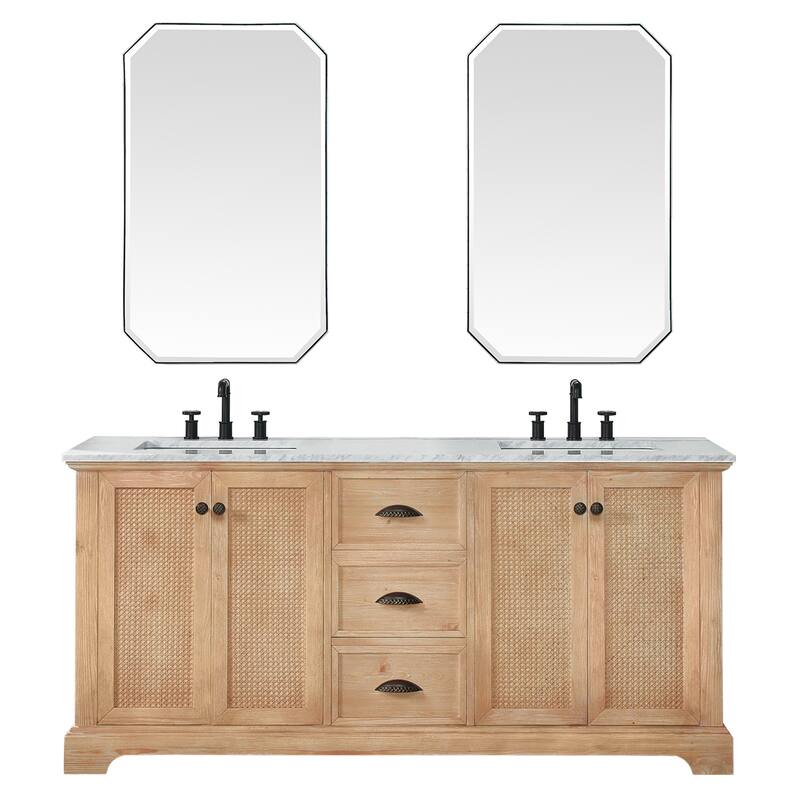Hervas Bath Vanity with Natural Marble Top and Mirror