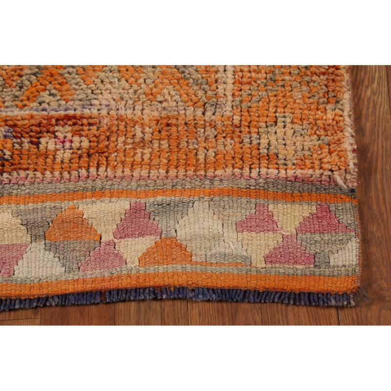 Geometric Oushak Oriental Vintage Runner Rug Handmade Wool Carpet - 2'6"x 8'0"