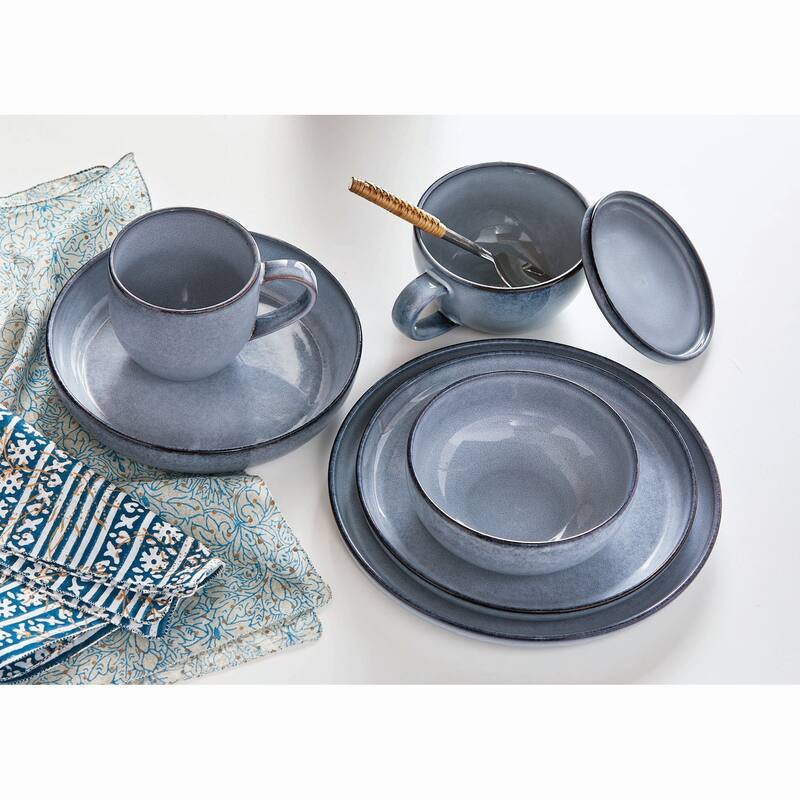Logan Dinner Plate Stoneware Dishwasher Safe Light Blue, 11 inch.