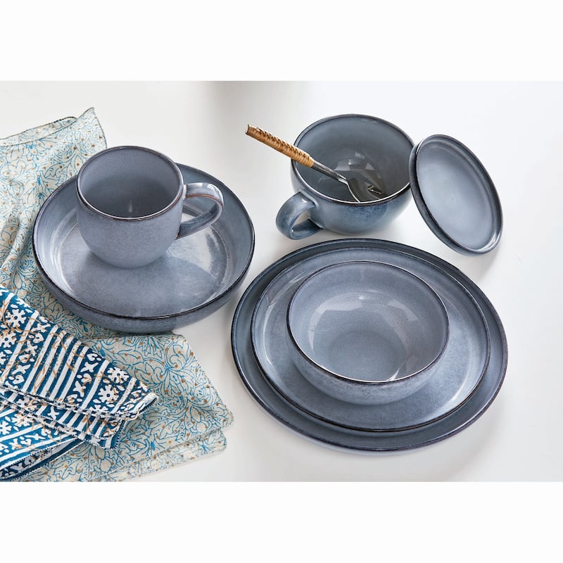 Logan Salad Plate Stoneware Dishwasher Safe Light Blue, 9.5. inch.