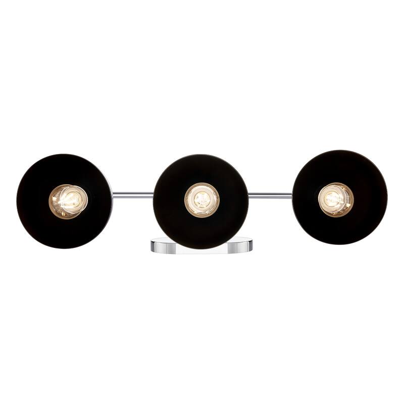 Yep by Golden Lighting Zoey 3-light Vanity in Chrome and Matte Black shade