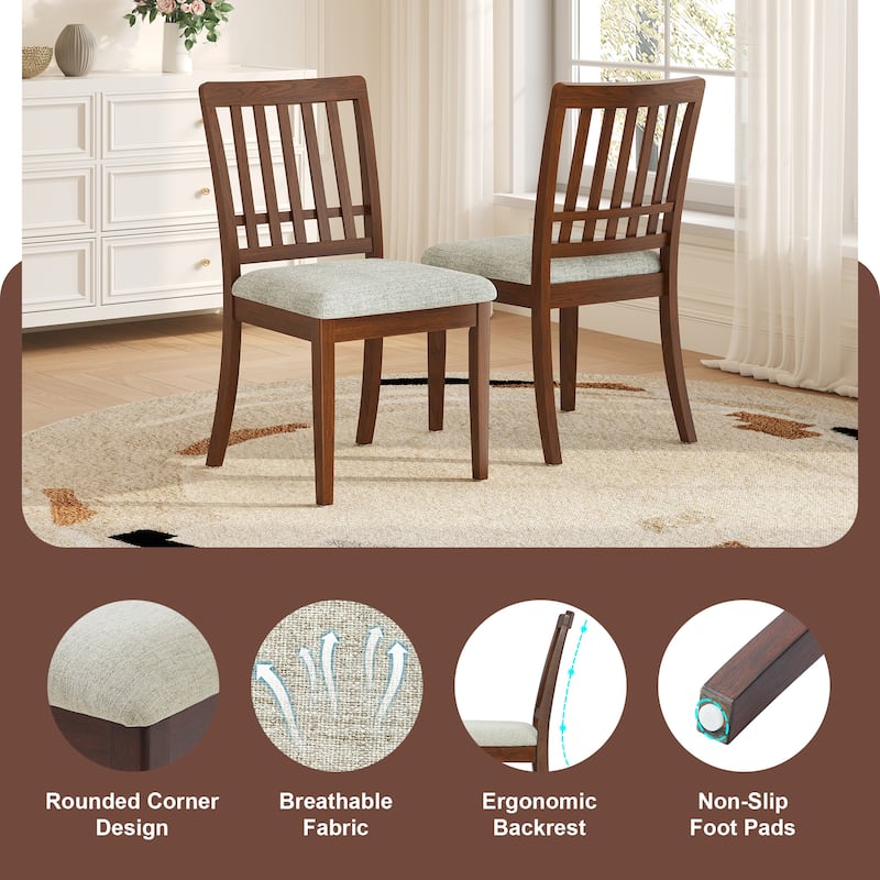 3-Piece Round Dining Table Set for 2 People, 1 Folding Wood Dining Table + 2 Upholstered Chairs, for Small Apartments