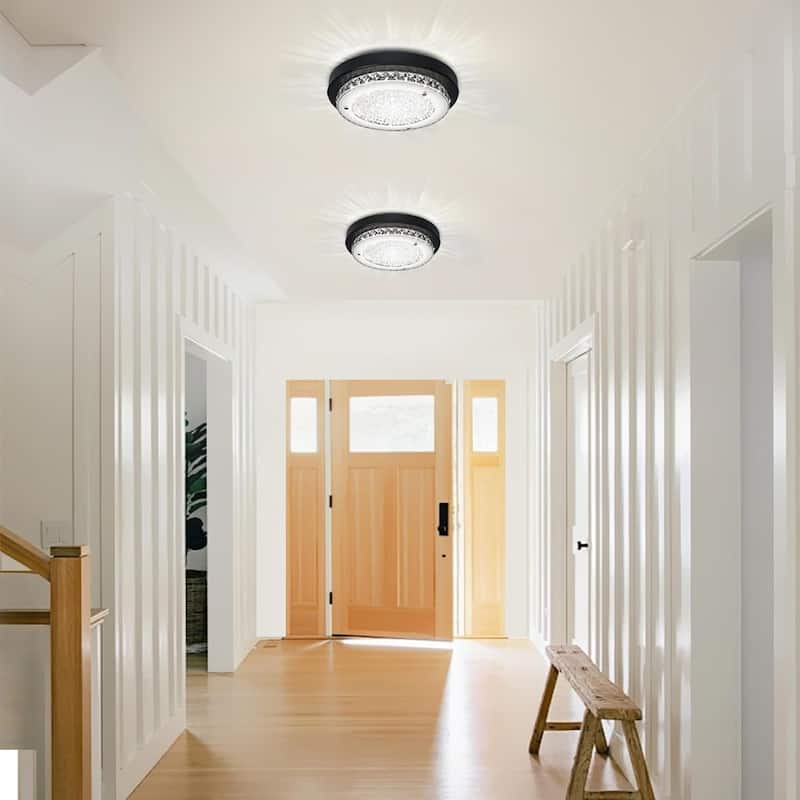 Led flush mount light black hallway light metal+glass ceiling light