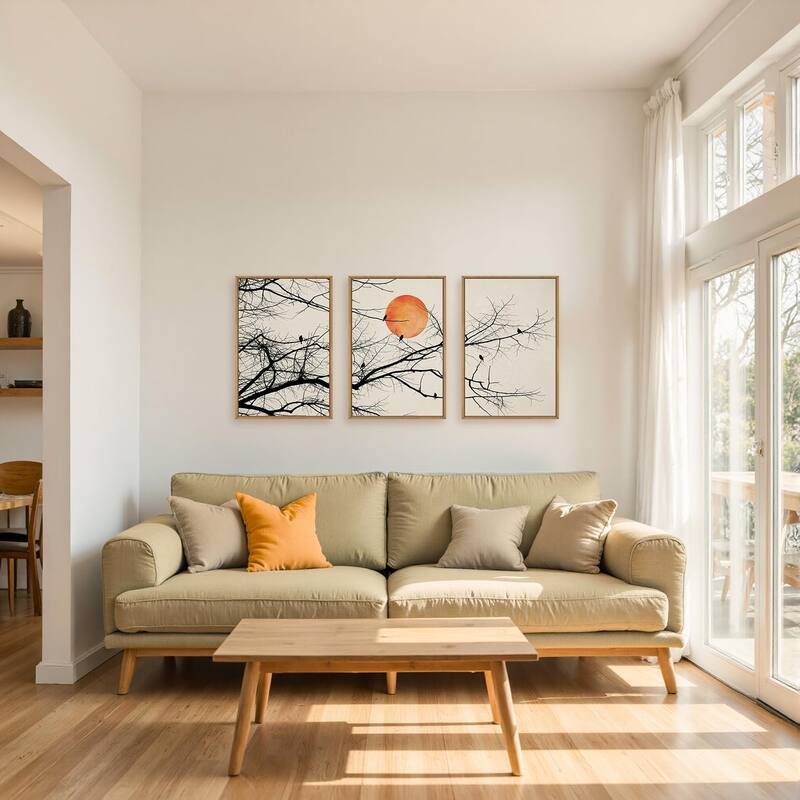 Retro Tree Drawing Wall Decor, Nature Botanical Wall Painting
