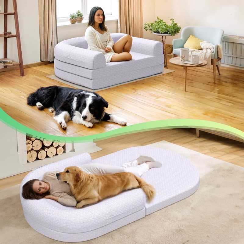 Human Dog Bed Large Foldable Orthopedic Foam Dog Sofa Cooling Cover