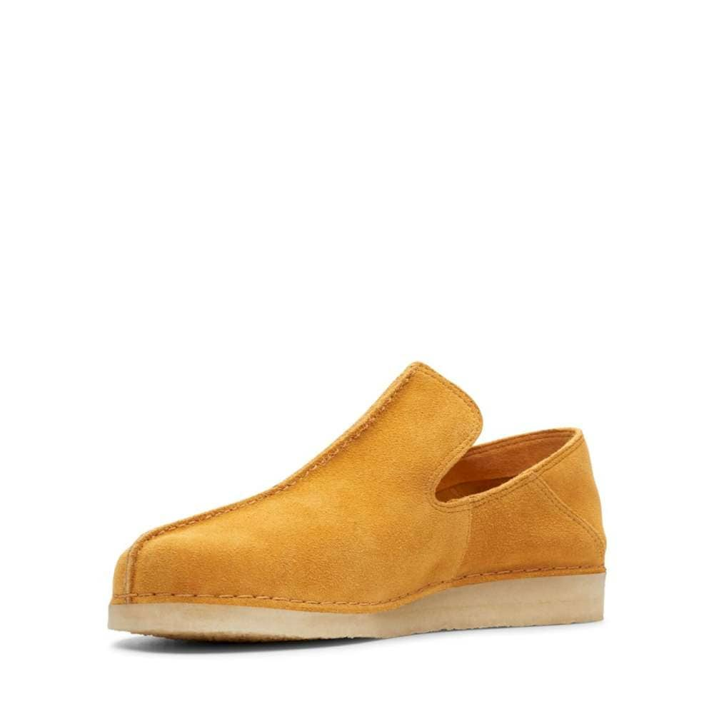 clarks suede slip ons