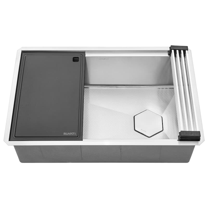 Ruvati Hex Bottom 30-inch Workstation Scratch Resistant Embossed Texture Slope Bottom Kitchen Sink Stainless Steel - RVH8830