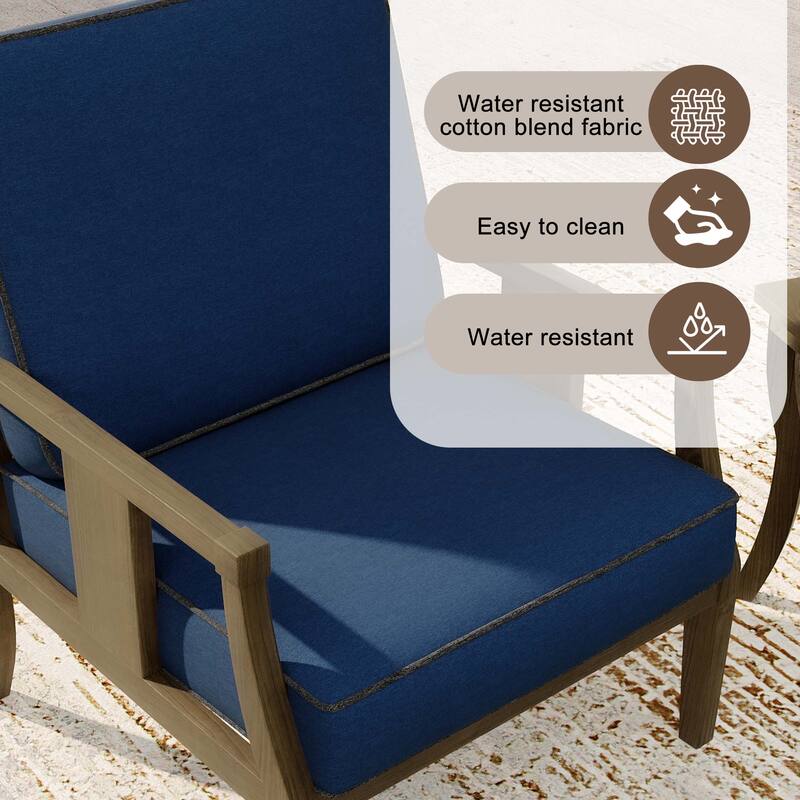 Wood Patio Bistro Set with Water-Resistant Cushions(Set of 3)