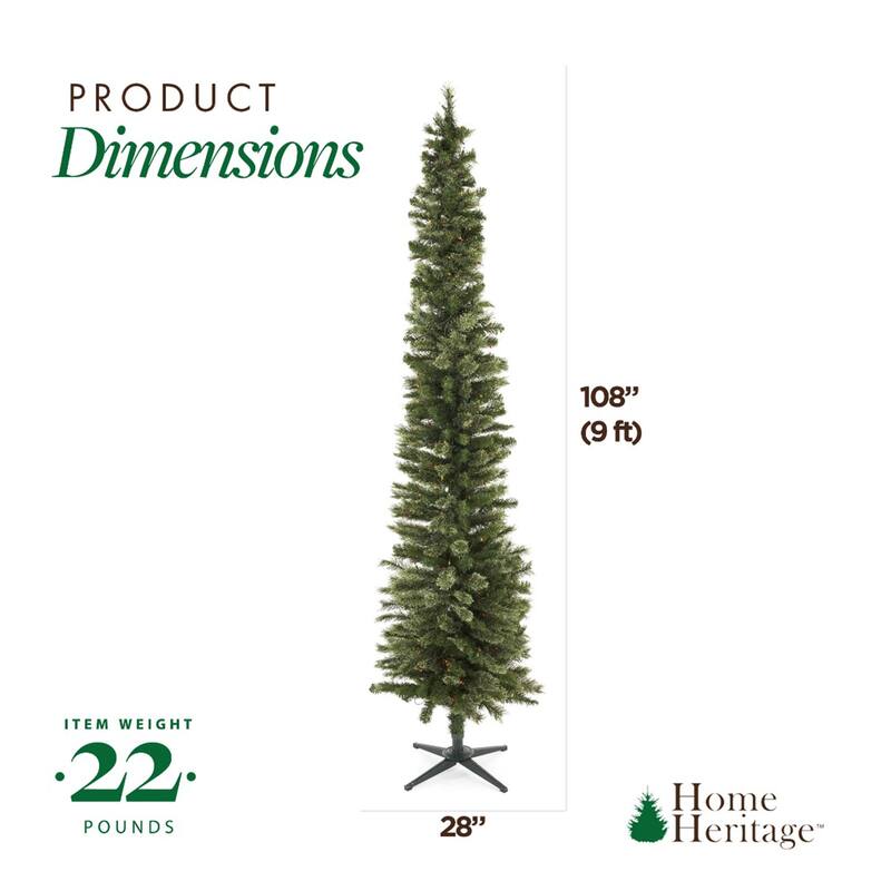 Home Heritage Stanley Pine Artificial Christmas Tree, 9' with Metal Base Stand - 12.18