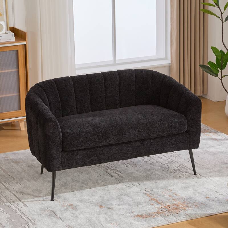 50.1" W Loveseat Sofa,Mid-Century Modern Chenille Sofa with Metal Legs
