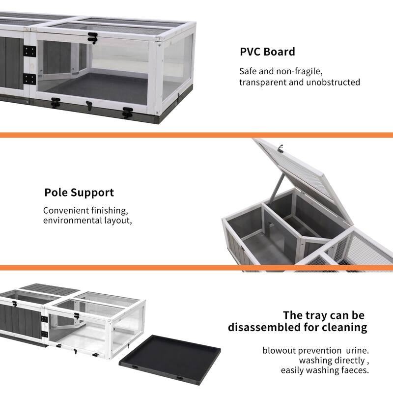 Anmytek Small Animal Turtle Hutch Indoor Outdoor Pet Cage Wooden Habitat Hamster Enclosure