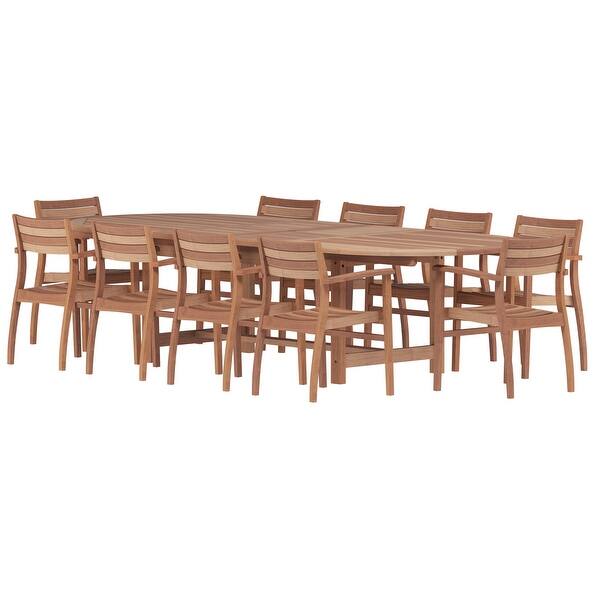 slide 2 of 10, Amazonia Chiesa 11-piece Teak FSC Certified Extendable Outdoor Patio Dining Set - 11 Piece Brown