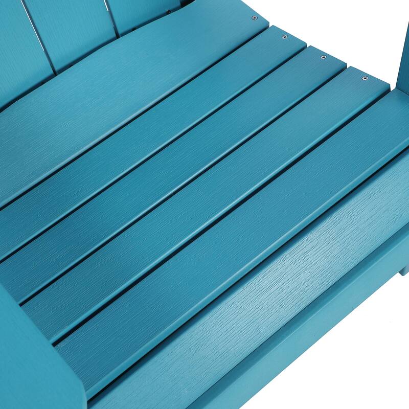 Hurley Folding Poly Plastic Adirondack Chair with Pull-out Ottoman