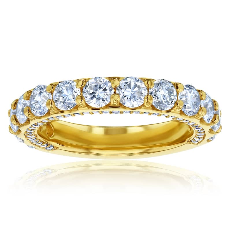 Kobelli 2.6 Carats Lab Grown Diamond 14k Solid Gold Multi Row Vera Wedding Ring (DEF/VS) - 5 - Yellow