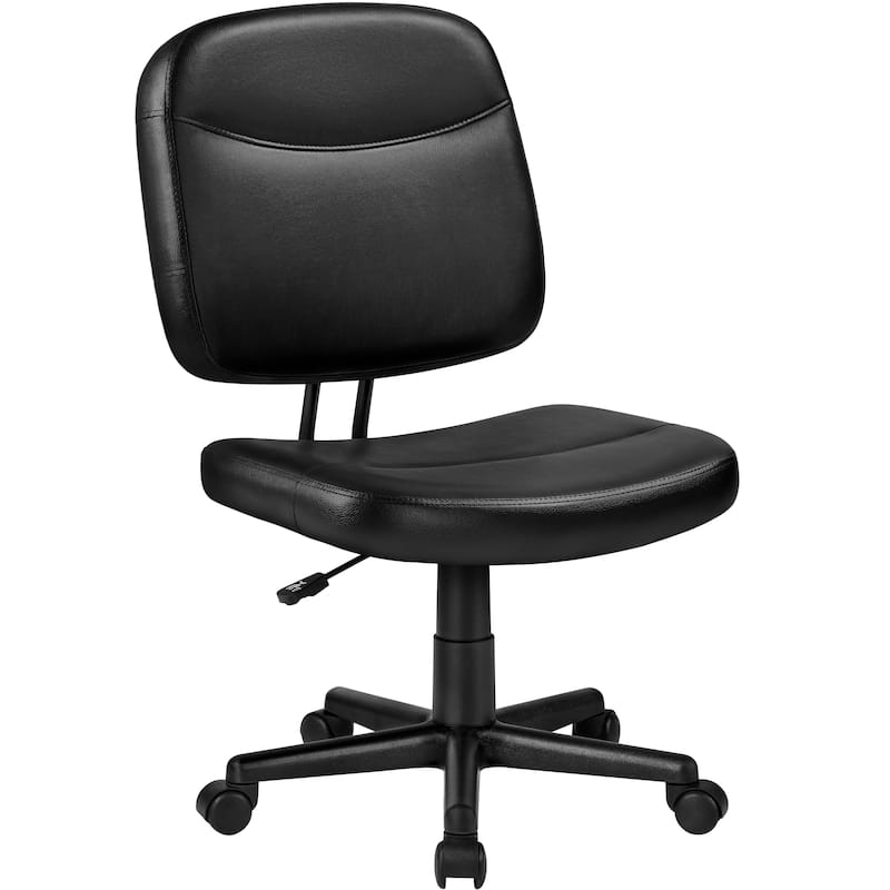 Yaheetech Adjustable Armless Office Chair Faux Leather Desk Chair - Black