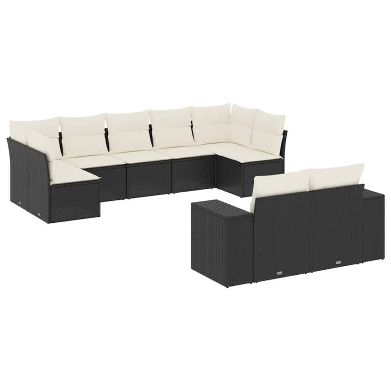 vidaXL Patio Sofa Set with Cushions Outdoor Conversation Furniture Poly Rattan