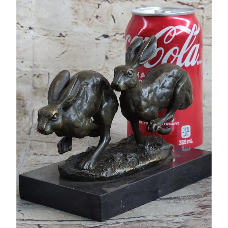 Art Deco Hares Imitative Rabbit Bronze Sculpture Easter Bunny Marble Figurine Decoration