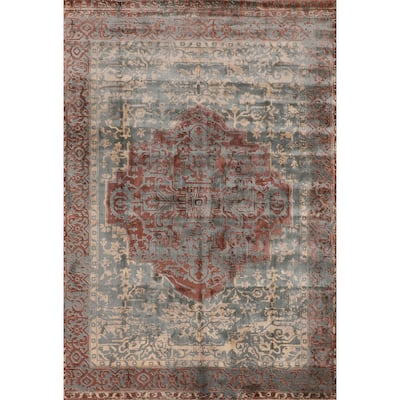 Contemporary / Abstract Area Rug Hand-Knotted Bedroom Wool Carpet - 6'6" X 9'9"