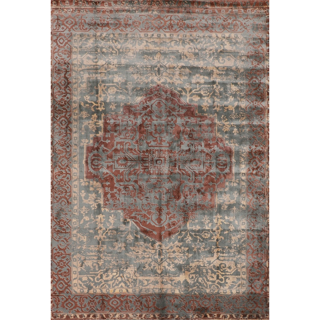 Contemporary / Abstract Area Rug Hand-Knotted Bedroom Wool Carpet - 6'6" X 9'9"