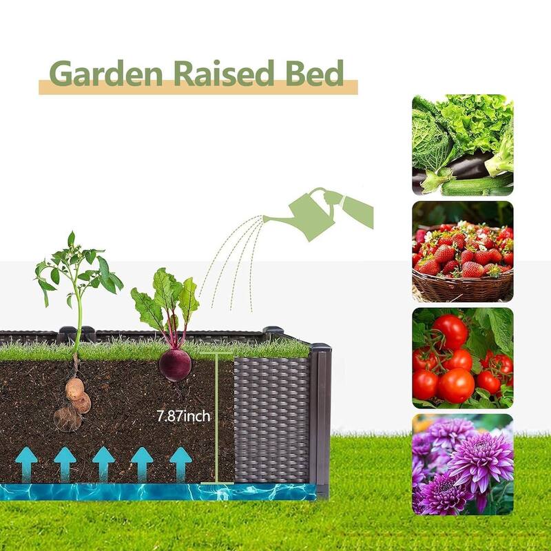 Self-Watering Elevated Planter Box, Raised Garden Beds for Vegetables, Flowers, Herbs