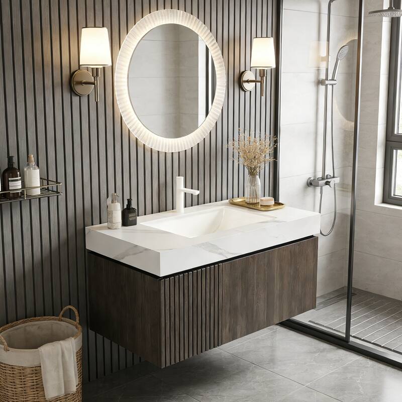 Floating Storage Bathroom Vanity with 1 Pre-drilled Faucet Hole