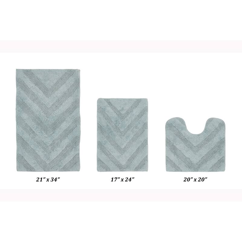 Better Trends Hugo Collection 100% Cotton Tufted Bath Rugs with Chevron Patterns, High Absorbency, Anti-Skid, Easy to Clean