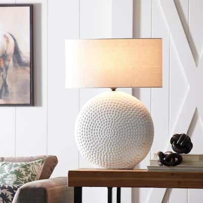 Notched Table Lamp with Drum Shade - 26.25" - White