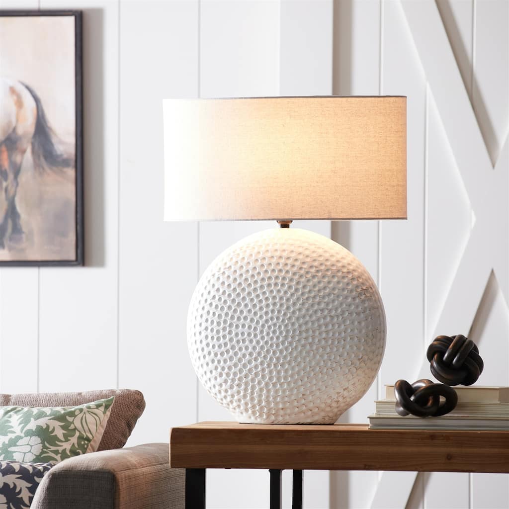 Notched Table Lamp with Drum Shade - 26.25" - White