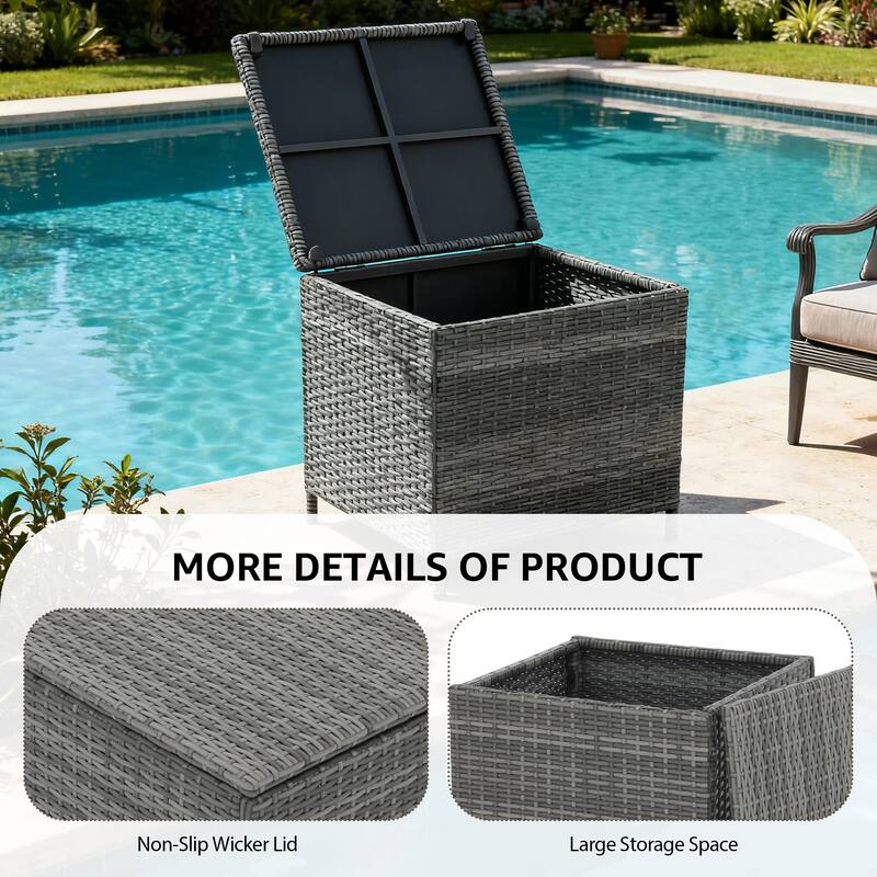 Square Wicker Outdoor Coffee Table with Hidden Storage