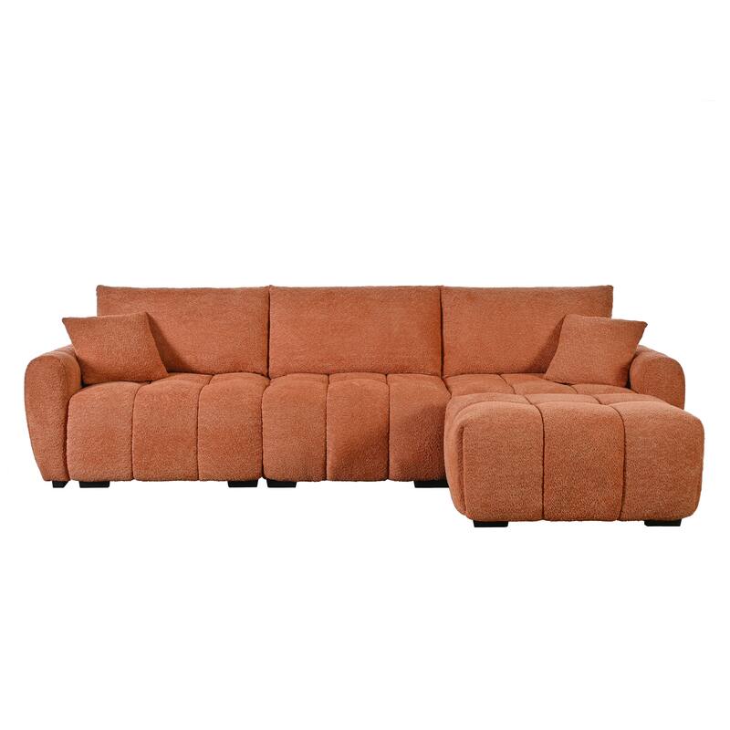 Roomfitters 110" Modular Sectional Sofa, L Shaped Couch with Extra Large Seat, Movable Ottoman, Boucle Upholstery