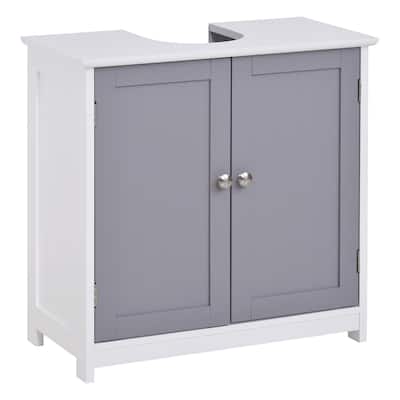Bathroom Storage Cabinet with U-Shaped Design for Open Sink and Enclosed Storage - 23.5in L