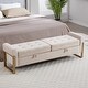 preview thumbnail 2 of 79, 66" Storage Bench King Size End of Bed with Double Lids and Gold Legs Beige - Velvet