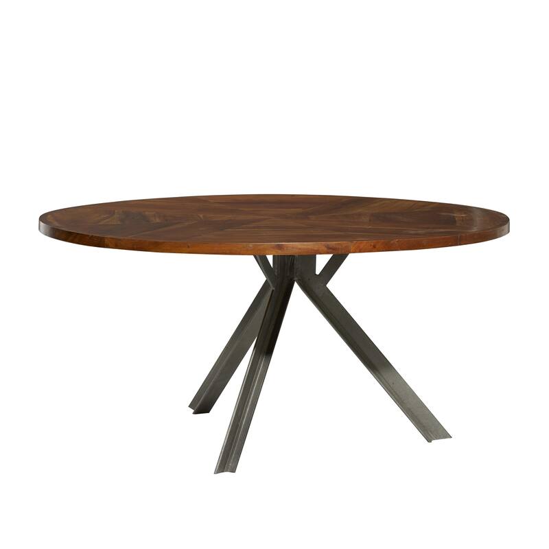 Wood Coffee Table with Gray Metal Tripod Base - Brown - Roche River Decor