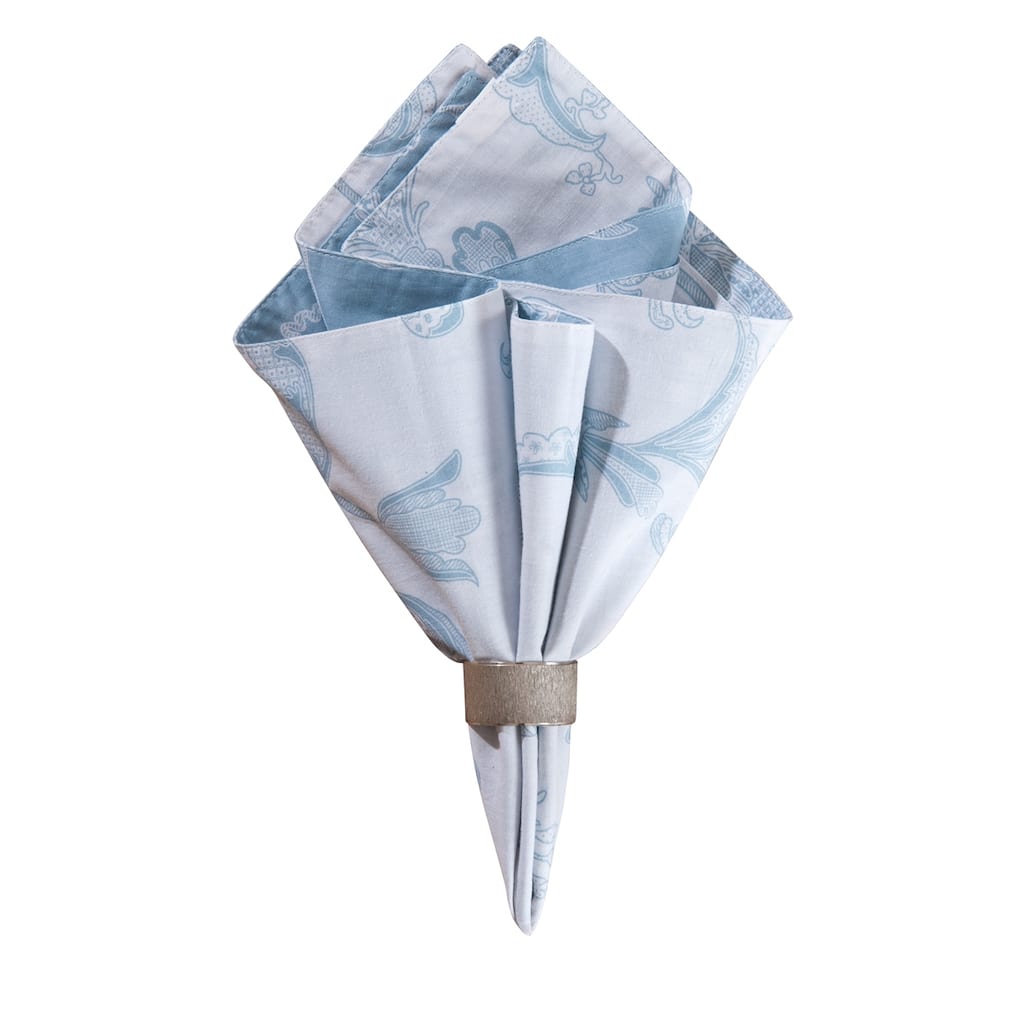 Eliza Lace Blue Cotton Reversible Napkin Set of 6 - Set of 6