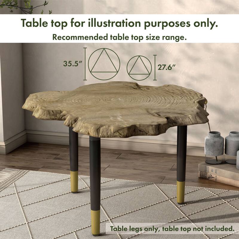Furniture of America Mil Modern Tapered Black & Gold Table Legs for Coffee Table